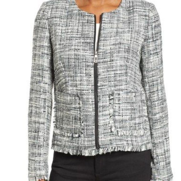 Ivanka Trump Jackets & Blazers - Ivanka Trump Tweed Fringed Jacket Blazer